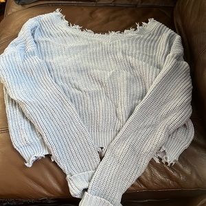 light blue cropped sweater